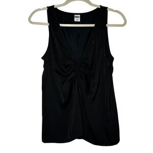 MELROSE and MARKET Black Ruched V Neck Sleeveless Tank Top Women's Size S